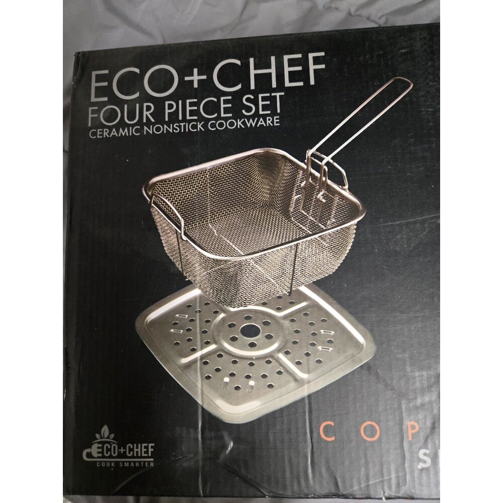 Eco+Chef Copper Series Cookware – 4 Pc Ceramic Non-Stick Set w/ Lid & Rack - Picture 5 of 8